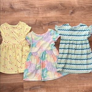 Cat & Jack Yellow, Pastel, and Blue Kids Dress Trio